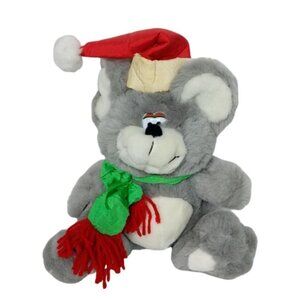 Creations From TL Toys Christmas Mouse Scarf Santa Hat Plush Stuffed Animal 10"